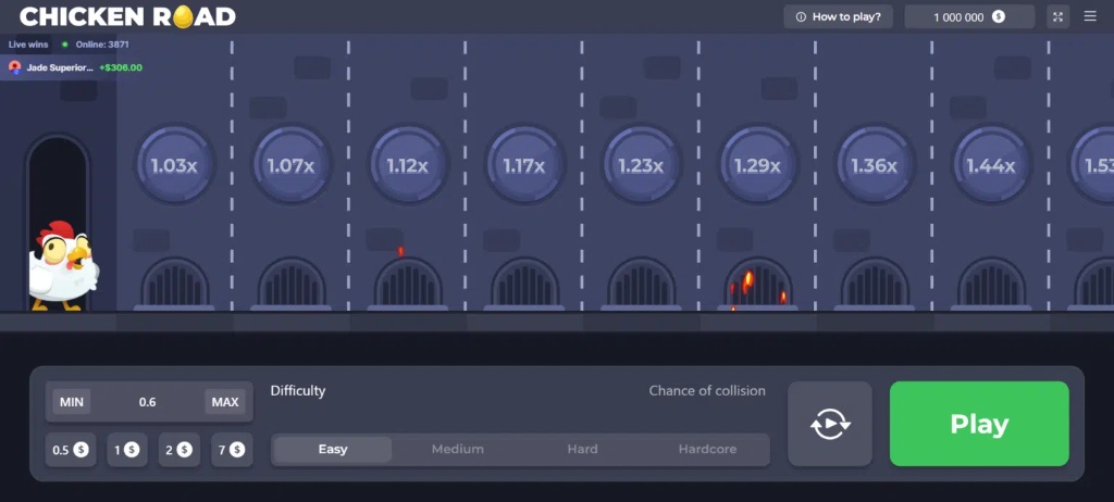 Interface de jeu du jeu en ligne Chicken Road