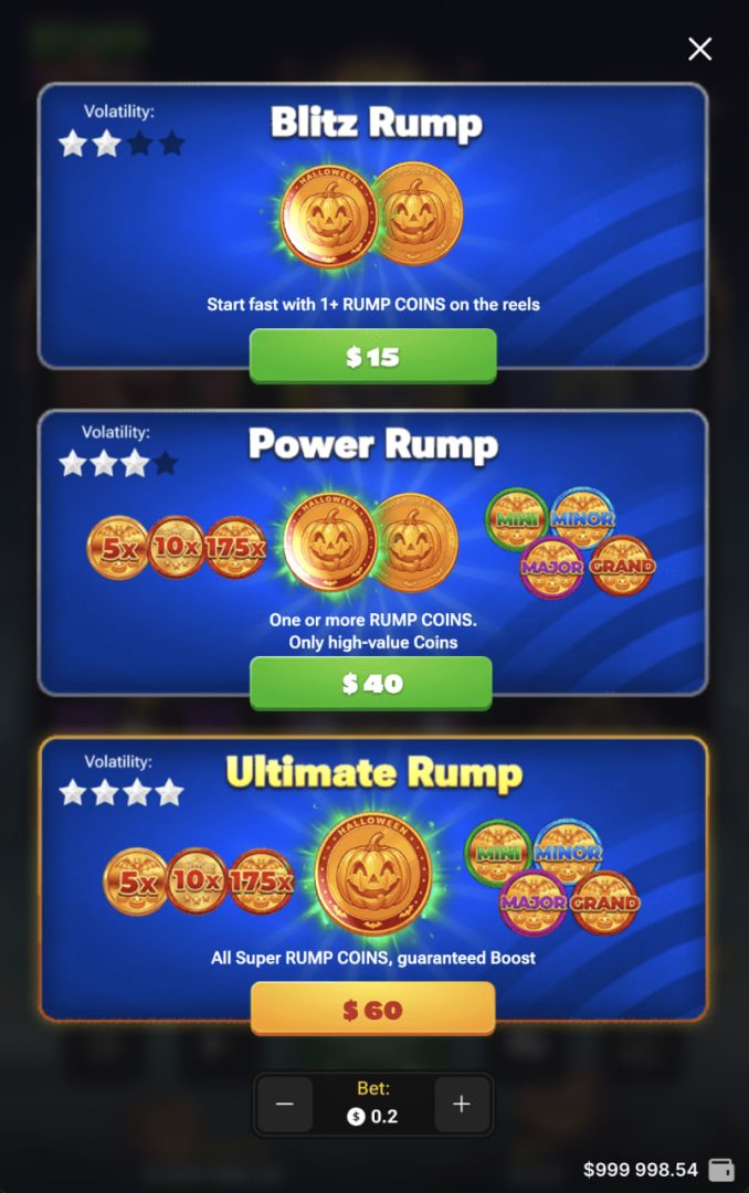 Les Buy Bonus de Rump & Halloween affichés en vertical sur mobile