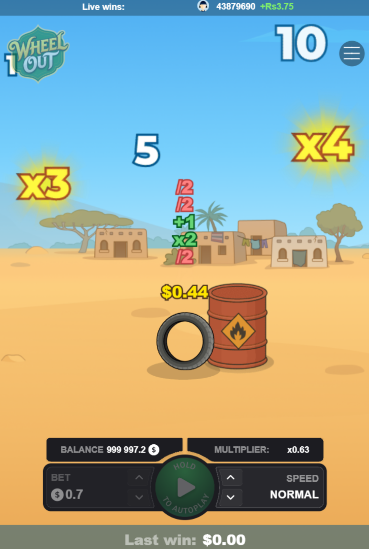 Version mobile de Wheel Out avec multiplicateurs et baril