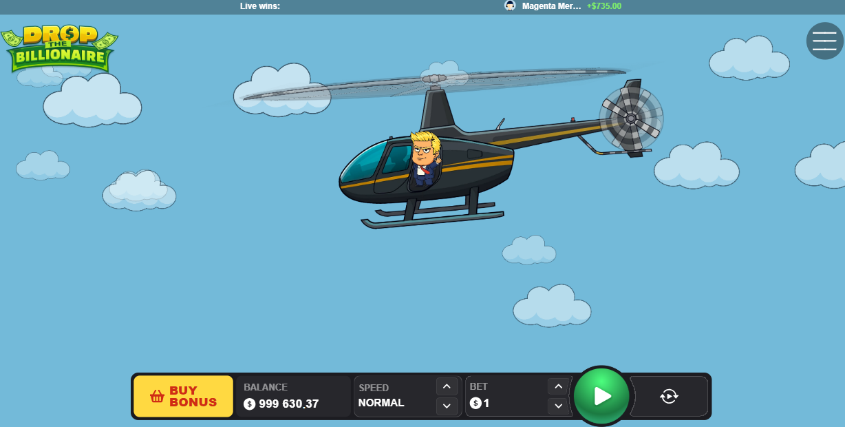 Hélicoptère de Drop The Billionaire au lancement d'une manche