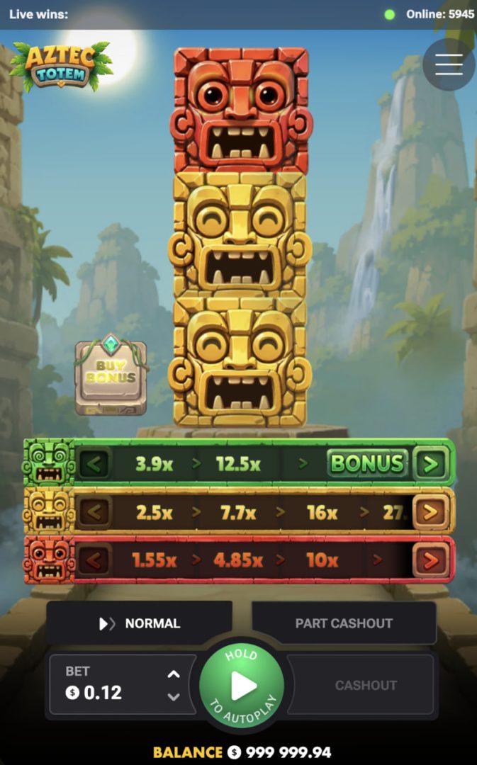 Aztec Totem en mode portrait sur un écran de smartphone