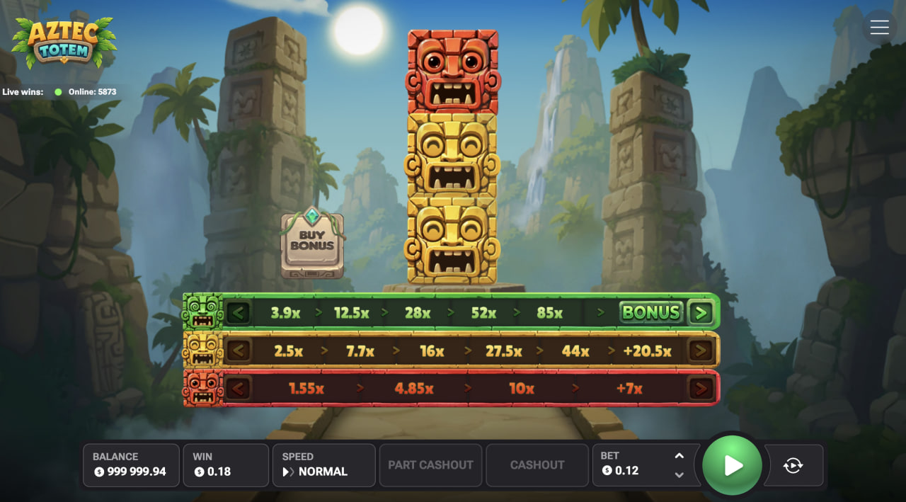 Écran d'Aztec Totem sur ordinateur avec le totem sculpté et ses trois lignes